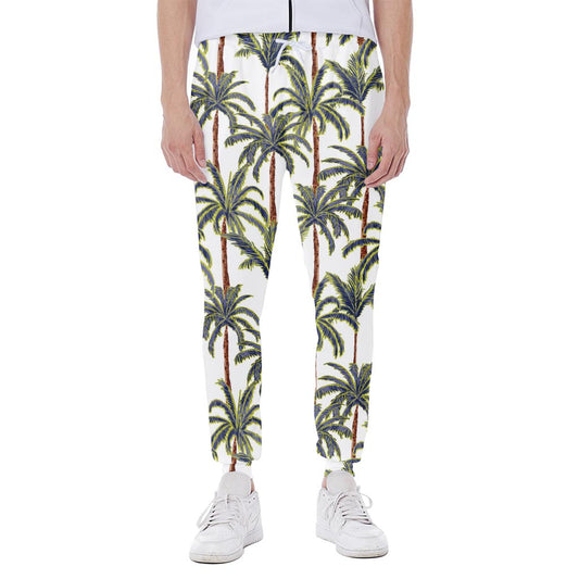 Vintage Palm Tree Beach Pattern Print Scuba Joggers