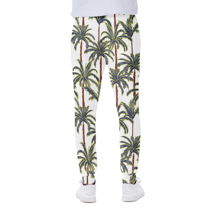 Vintage Palm Tree Beach Pattern Print Scuba Joggers