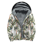 Vintage Palm Tree Beach Pattern Print Sherpa Lined Zip Up Hoodie