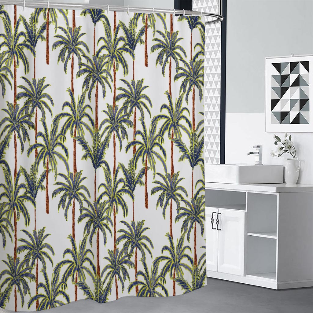 Vintage Palm Tree Beach Pattern Print Shower Curtain