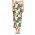 Vintage Palm Tree Beach Pattern Print Side Slit Maxi Skirt