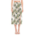Vintage Palm Tree Beach Pattern Print Side Slit Midi Skirt