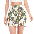 Vintage Palm Tree Beach Pattern Print Side Slit Mini Skirt