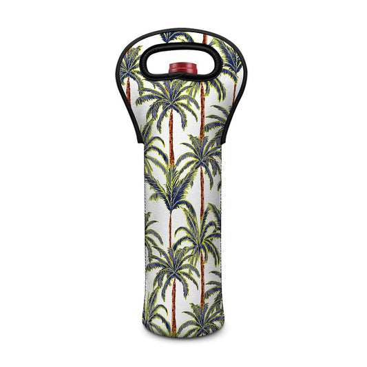 Vintage Palm Tree Beach Pattern Print Single Neoprene Wine Tote