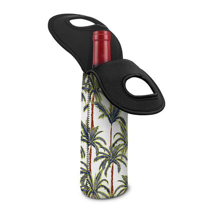 Vintage Palm Tree Beach Pattern Print Single Neoprene Wine Tote