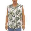 Vintage Palm Tree Beach Pattern Print Sleeveless Baseball Jersey