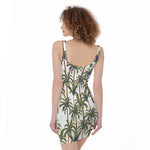 Vintage Palm Tree Beach Pattern Print Sleeveless Bodycon Dress