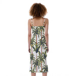 Vintage Palm Tree Beach Pattern Print Slim Fit Midi Cami Dress
