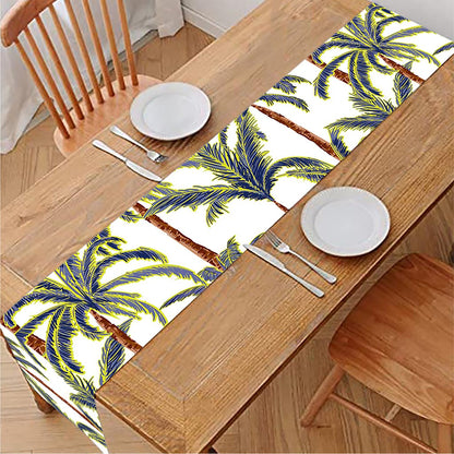 Vintage Palm Tree Beach Pattern Print Table Runner