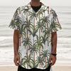 Vintage Palm Tree Beach Pattern Print Textured Short Sleeve Shirt
