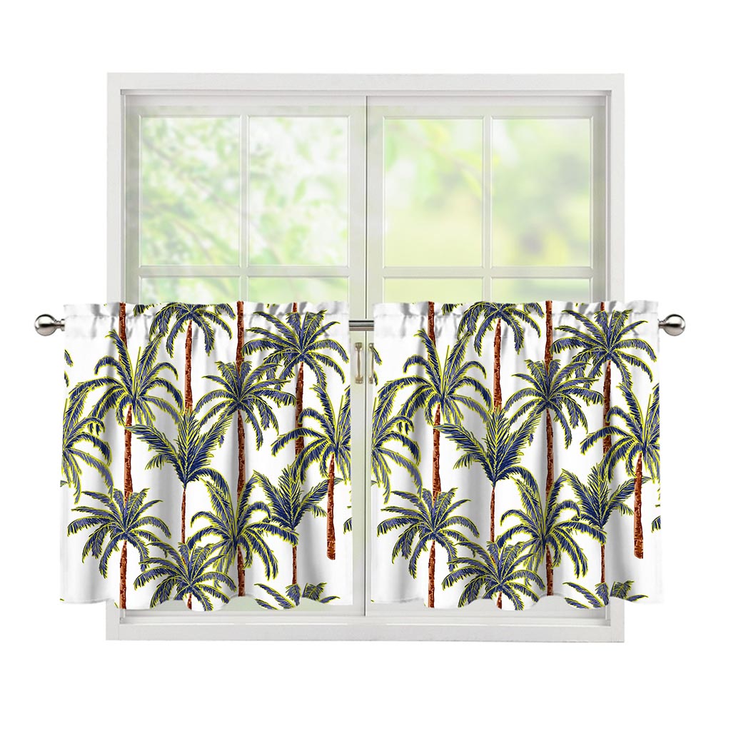 Vintage Palm Tree Beach Pattern Print Tier Curtains