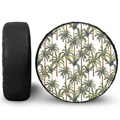 Vintage Palm Tree Beach Pattern Print Tire Cover