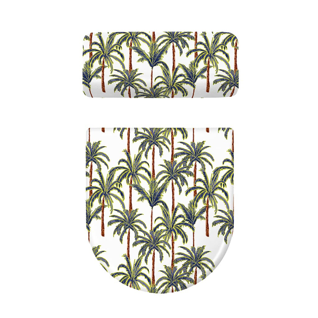 Vintage Palm Tree Beach Pattern Print Toilet Lid And Tank Cover Set