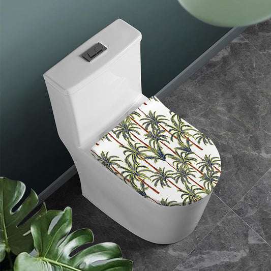 Vintage Palm Tree Beach Pattern Print Toilet Lid Cover