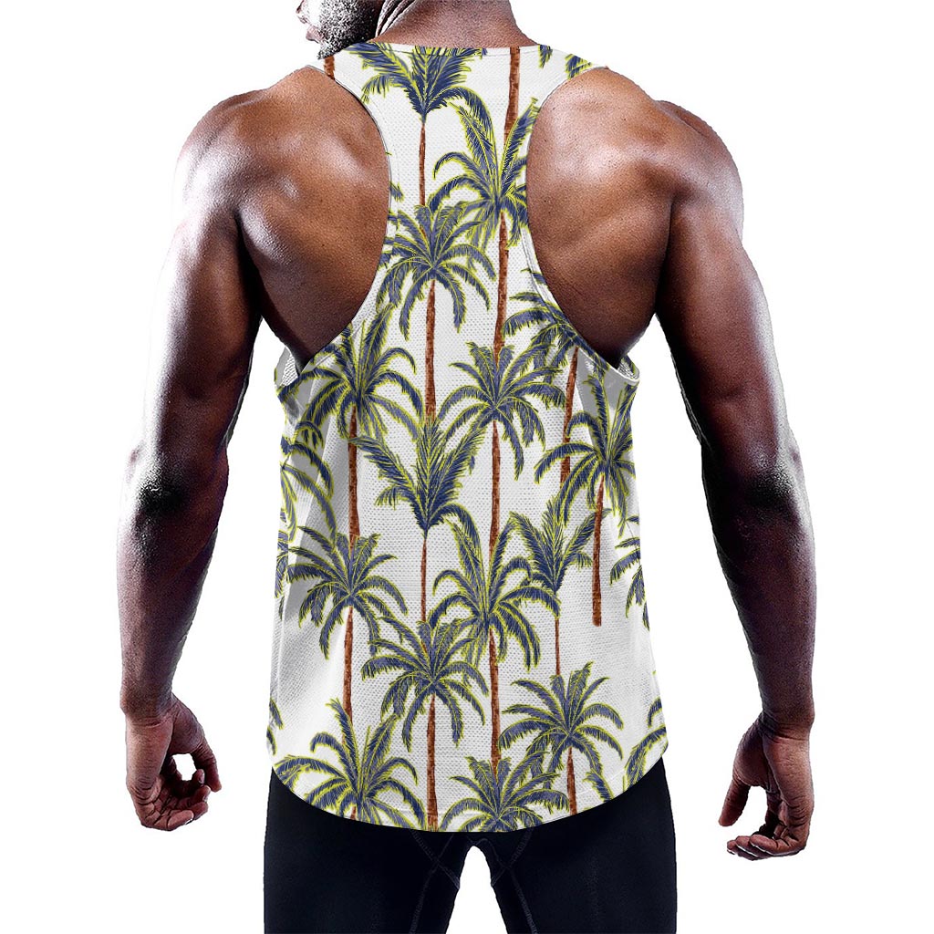 Vintage Palm Tree Beach Pattern Print Training Tank Top