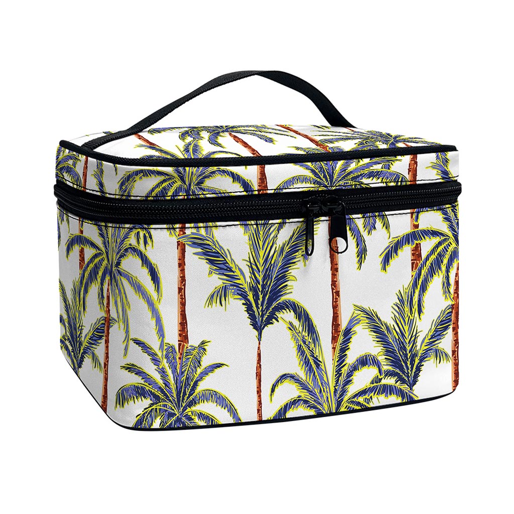 Vintage Palm Tree Beach Pattern Print Travel Makeup Bag