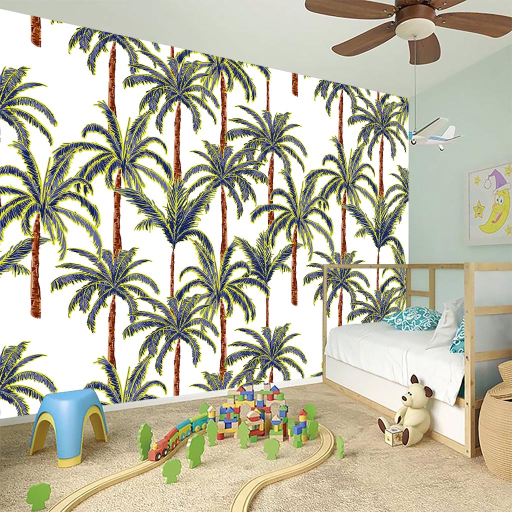 Vintage Palm Tree Beach Pattern Print Wall Sticker