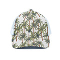 Vintage Palm Tree Beach Pattern Print White Mesh Trucker Hat