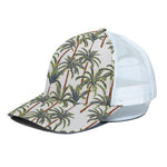 Vintage Palm Tree Beach Pattern Print White Mesh Trucker Cap