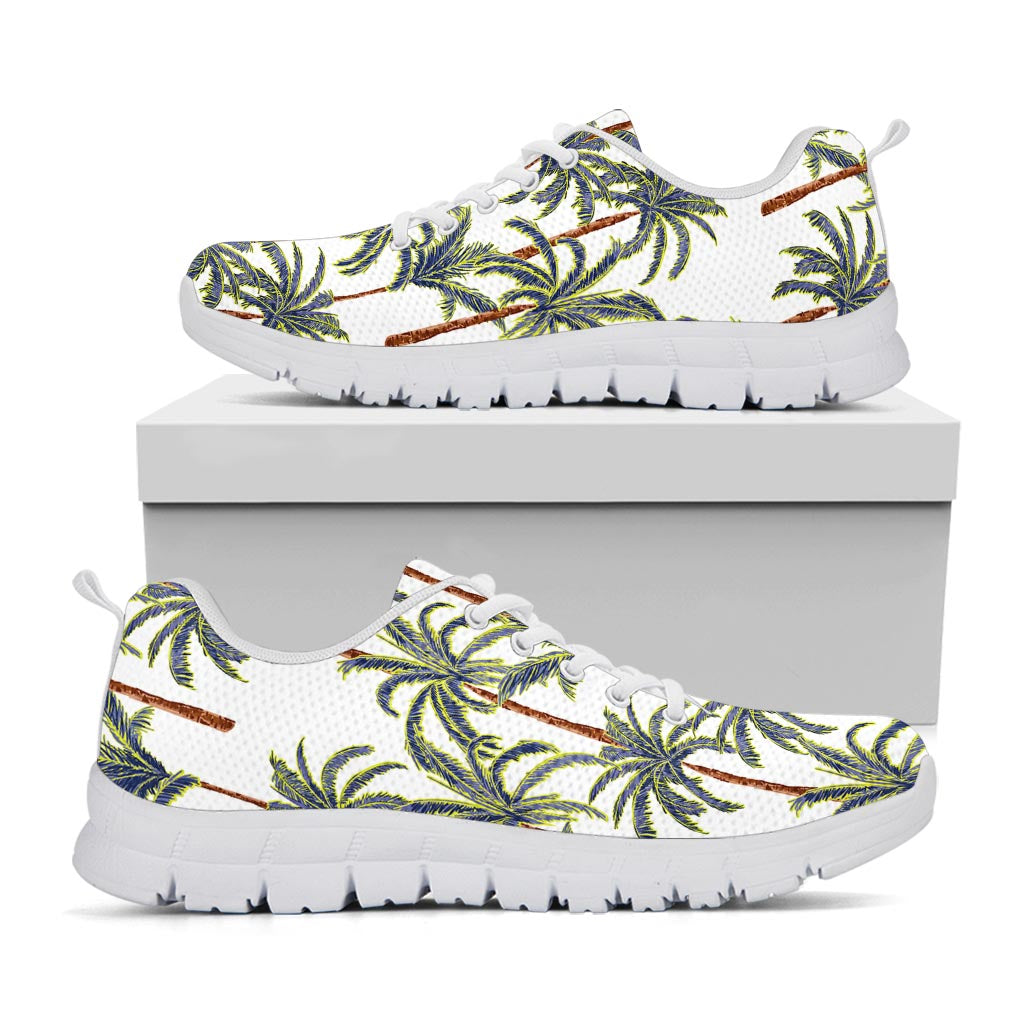 Vintage Palm Tree Beach Pattern Print White Running Shoes