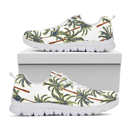 Vintage Palm Tree Beach Pattern Print White Running Shoes