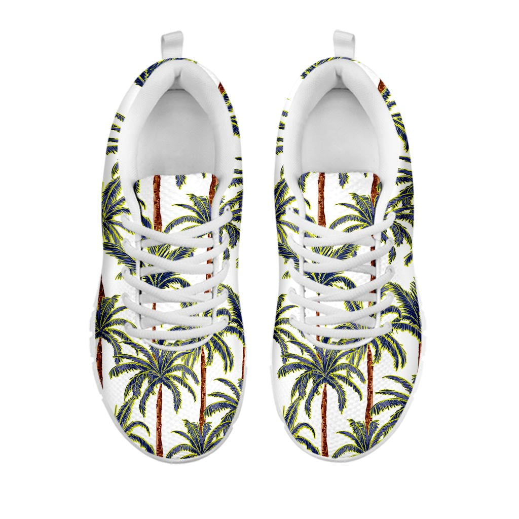 Vintage Palm Tree Beach Pattern Print White Running Shoes