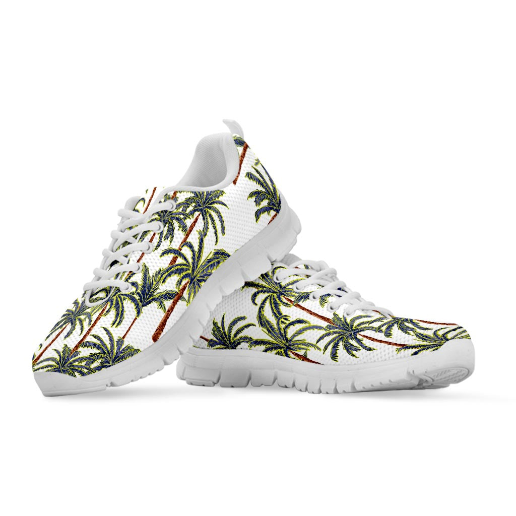 Vintage Palm Tree Beach Pattern Print White Running Shoes