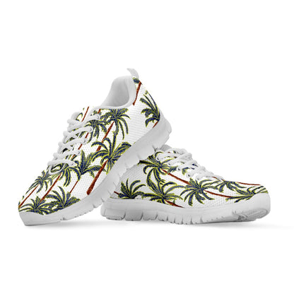 Vintage Palm Tree Beach Pattern Print White Running Shoes