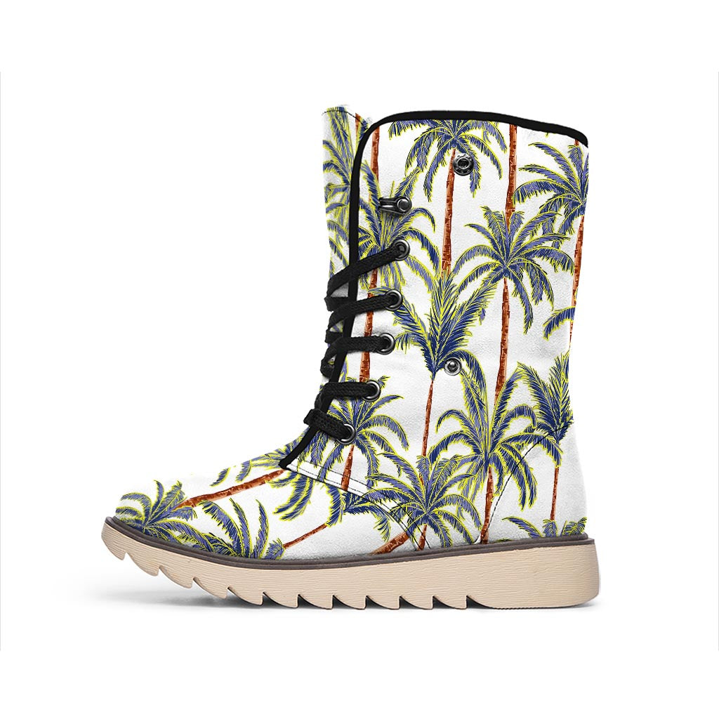 Vintage Palm Tree Beach Pattern Print Winter Boots