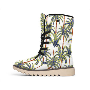 Vintage Palm Tree Beach Pattern Print Winter Boots