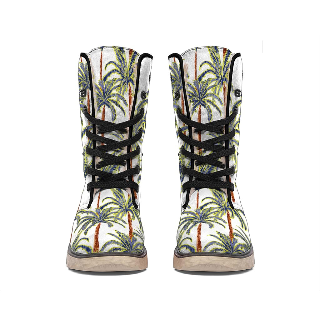 Vintage Palm Tree Beach Pattern Print Winter Boots