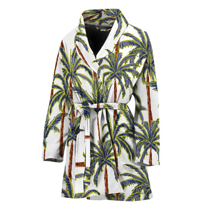 Vintage Palm Tree Beach Pattern Print Women's Bathrobe