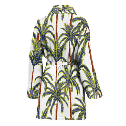 Vintage Palm Tree Beach Pattern Print Women's Bathrobe
