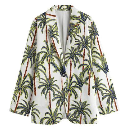 Vintage Palm Tree Beach Pattern Print Women's Blazer