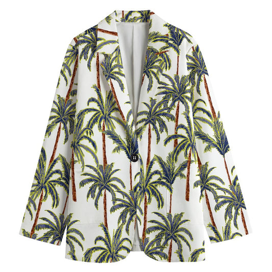 Vintage Palm Tree Beach Pattern Print Women's Blazer