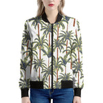 Vintage Palm Tree Beach Pattern Print Women's Bomber Jacket