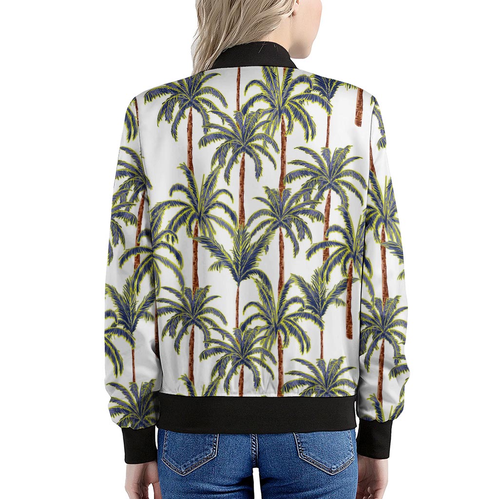 Vintage Palm Tree Beach Pattern Print Women's Bomber Jacket
