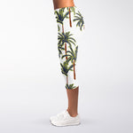 Vintage Palm Tree Beach Pattern Print Women's Capri Leggings