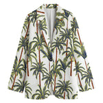 Vintage Palm Tree Beach Pattern Print Women's Cotton Blazer