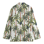 Vintage Palm Tree Beach Pattern Print Women's Cotton Blazer