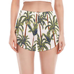 Vintage Palm Tree Beach Pattern Print Women's Split Running Shorts