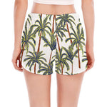 Vintage Palm Tree Beach Pattern Print Women's Split Running Shorts