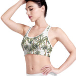 Vintage Palm Tree Beach Pattern Print Women's Sports Bra