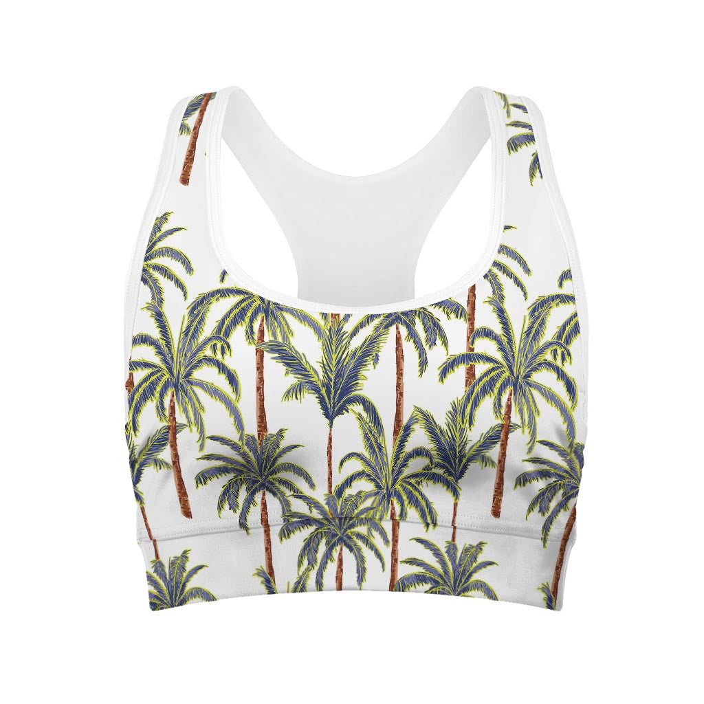 Vintage Palm Tree Beach Pattern Print Women's Sports Bra