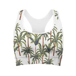 Vintage Palm Tree Beach Pattern Print Women's Sports Bra