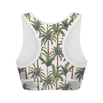 Vintage Palm Tree Beach Pattern Print Women's Sports Bra