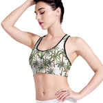 Vintage Palm Tree Beach Pattern Print Women's Sports Bra