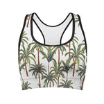 Vintage Palm Tree Beach Pattern Print Women's Sports Bra