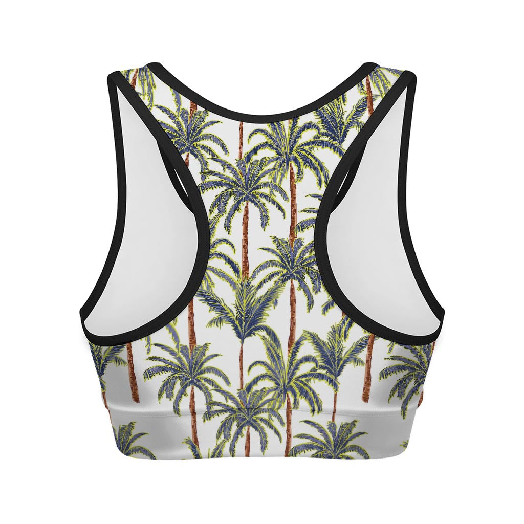 Vintage Palm Tree Beach Pattern Print Women's Sports Bra