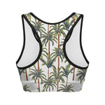 Vintage Palm Tree Beach Pattern Print Women's Sports Bra